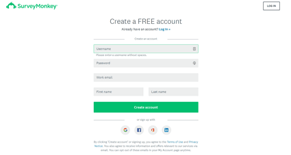 Survey Monkey SignUp Screen is an example of how SaaS companies should simplify their signup process.