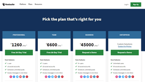 hootsuite pricing landing page uses gestalt similarity principle