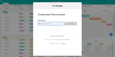 Reduce onboarding time - Airtable Signup