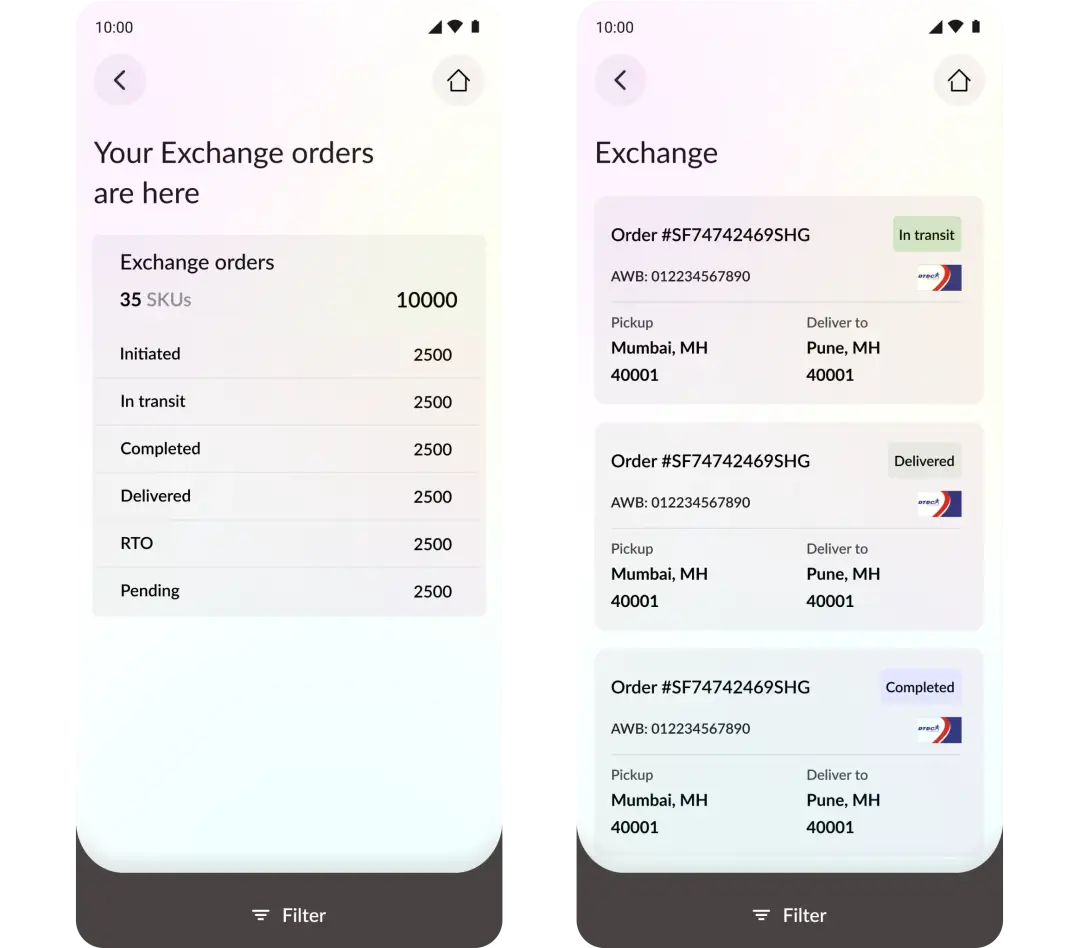 Mobile Responsive to check exchange order status