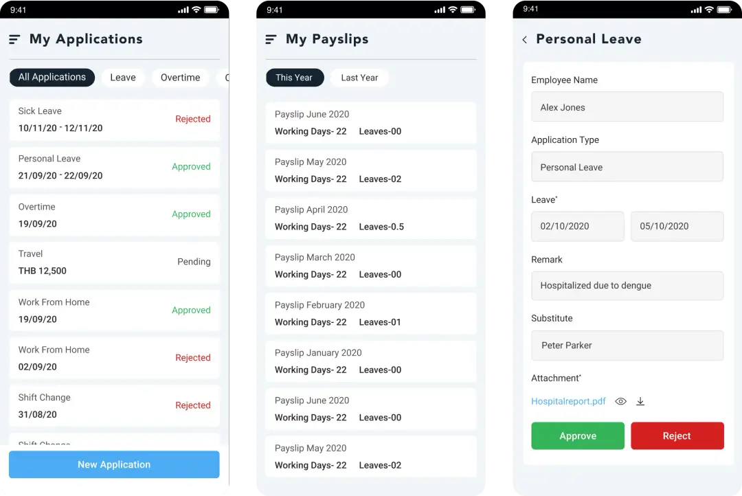 Mobile Responsive to check leave status, apply leave and check payslips