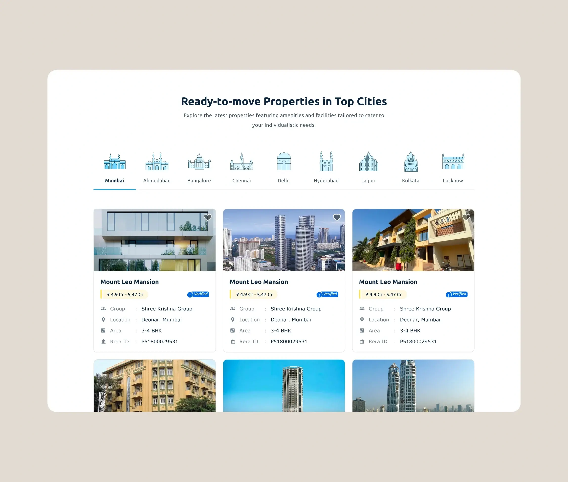 SBI Realty platform interface 2
