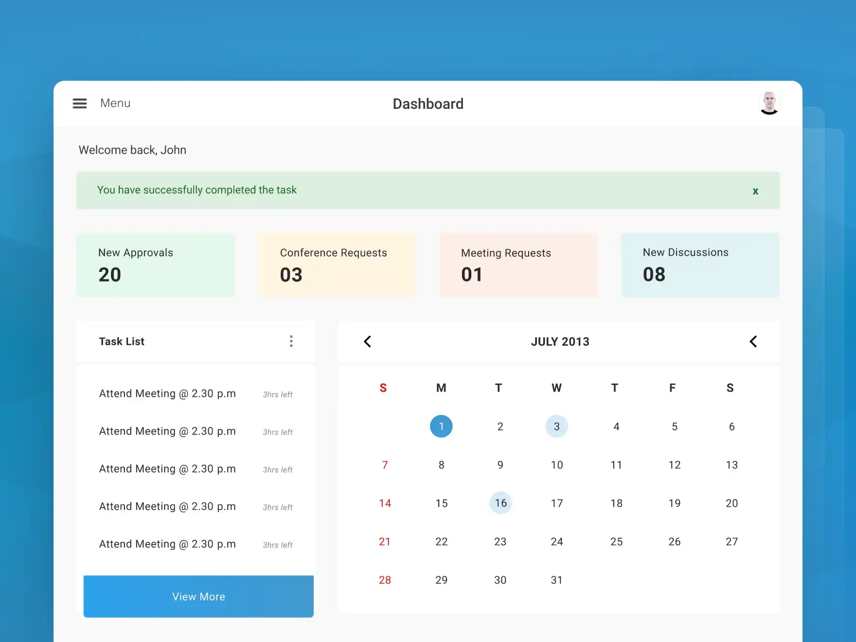 Dashboard to check the task list of board members