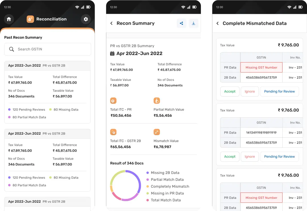 Reconciliation Summary, Mismatched Data's Mobile Responsive