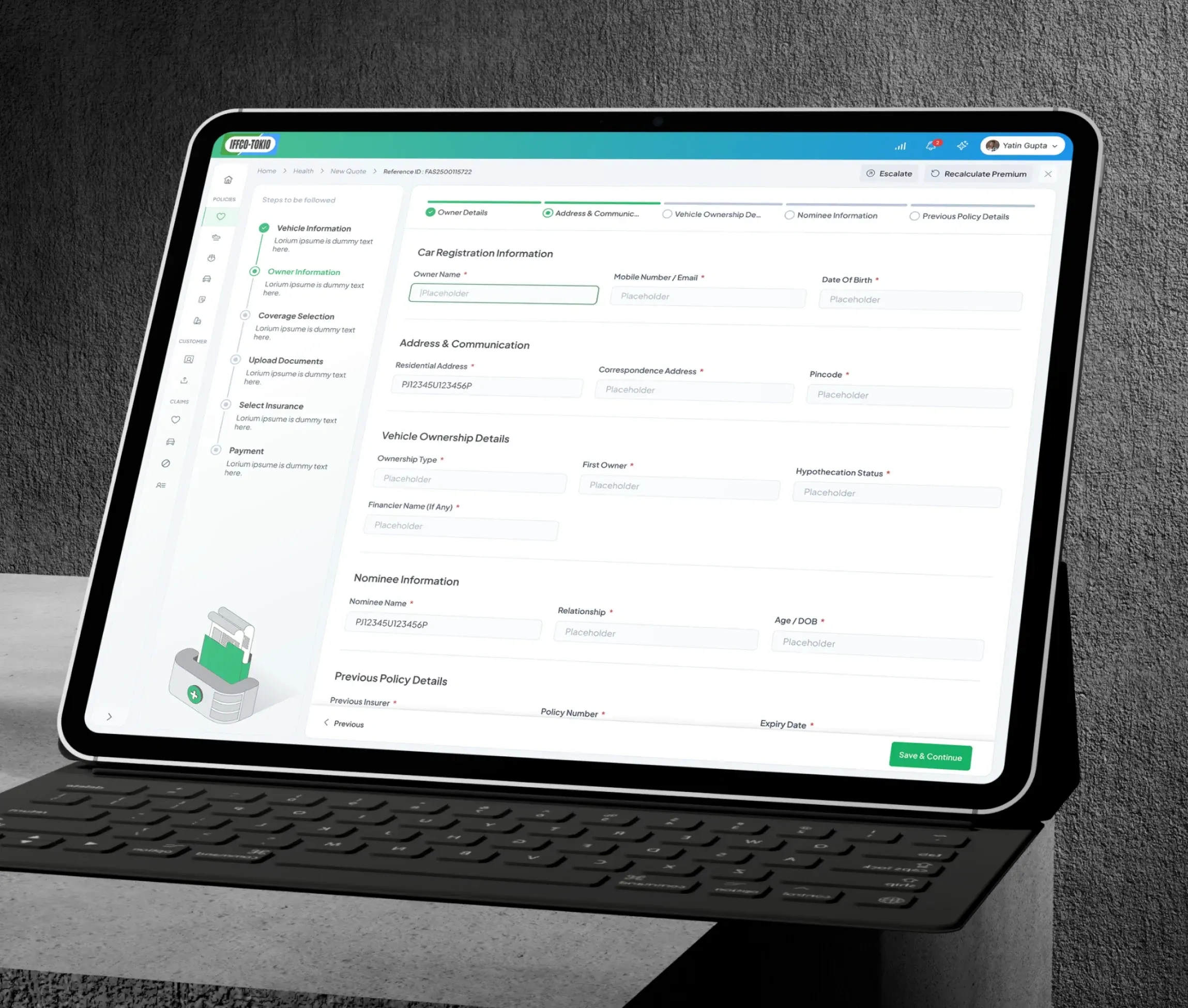 IFFCO Tokio platform interface 1