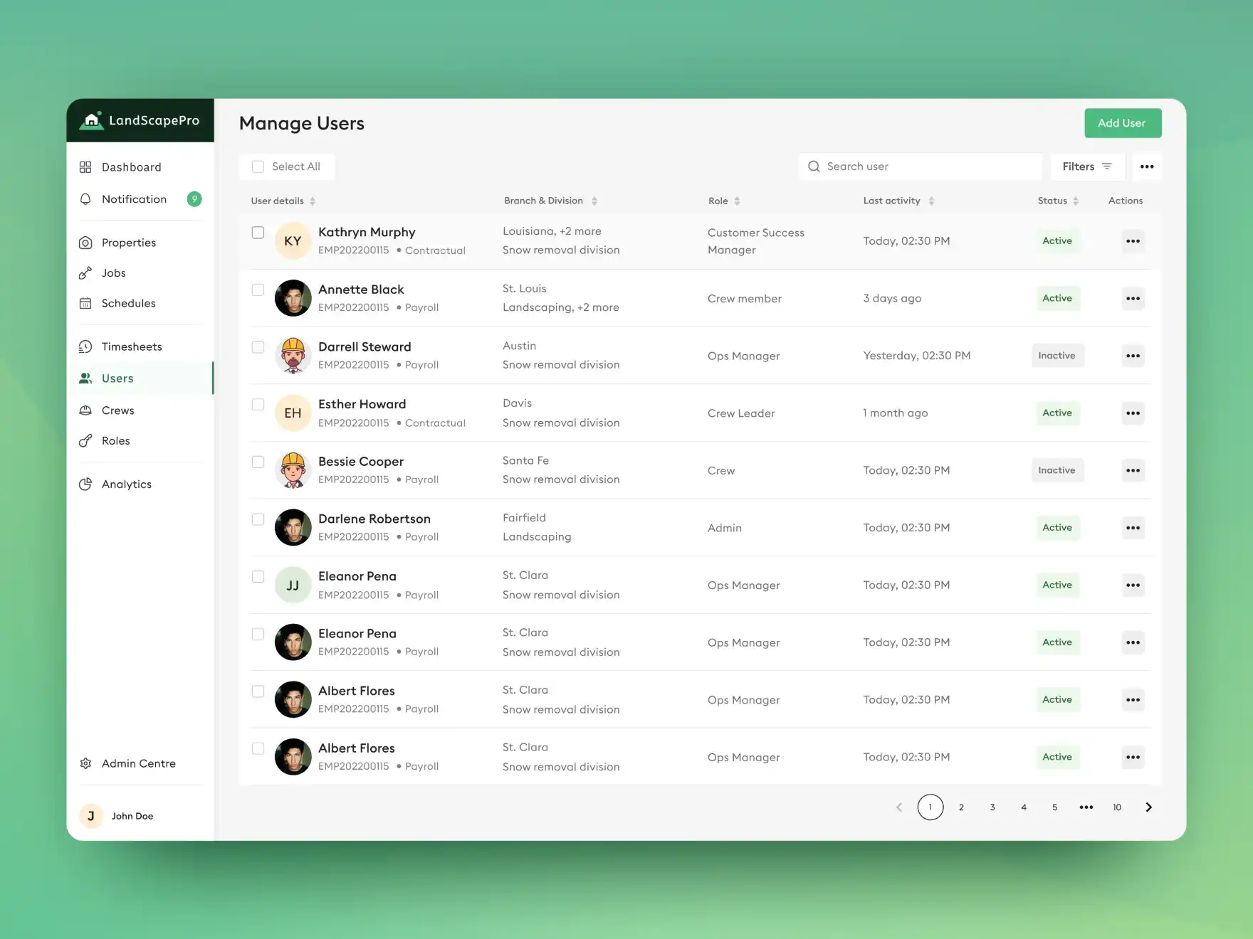UI UX Design to Manage and Track User's Status