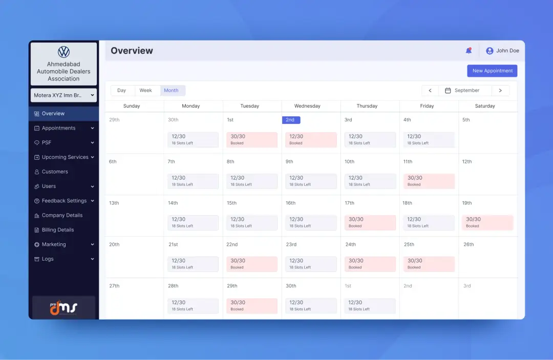 UI Screen To Schedule For Car Servicing