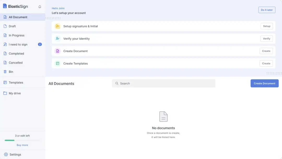 UI UX screen for setting up users account