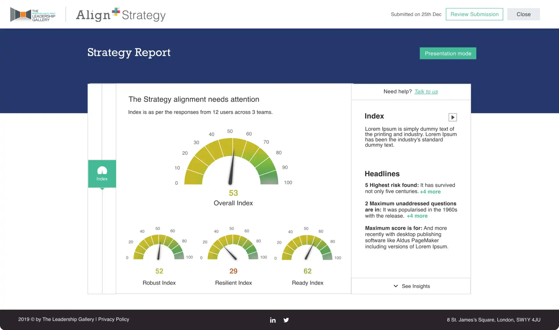 UI to check the strategy report index