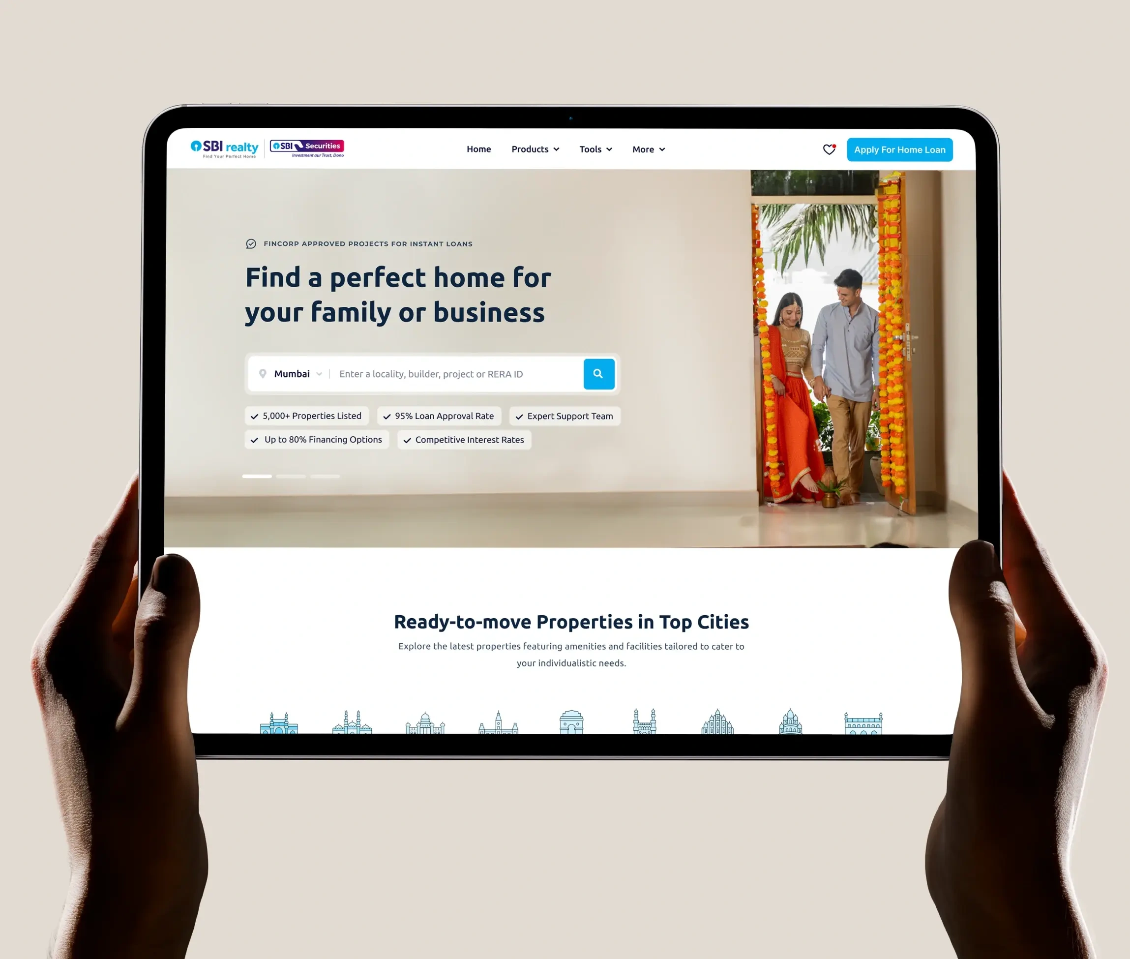 SBI Realty platform interface 1