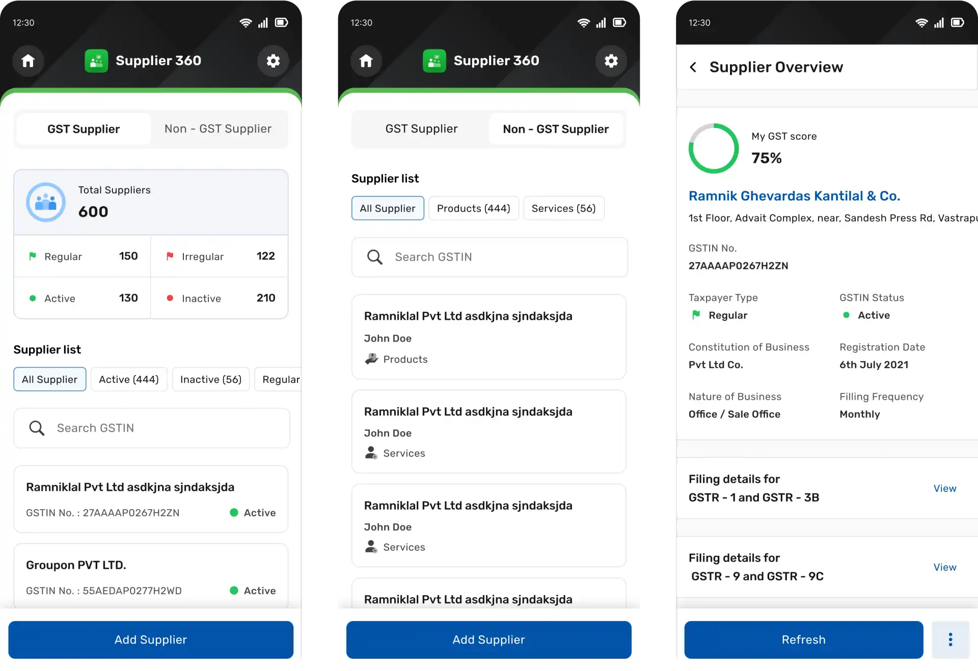 Mobile Responsive to check supplier overview and compliance status