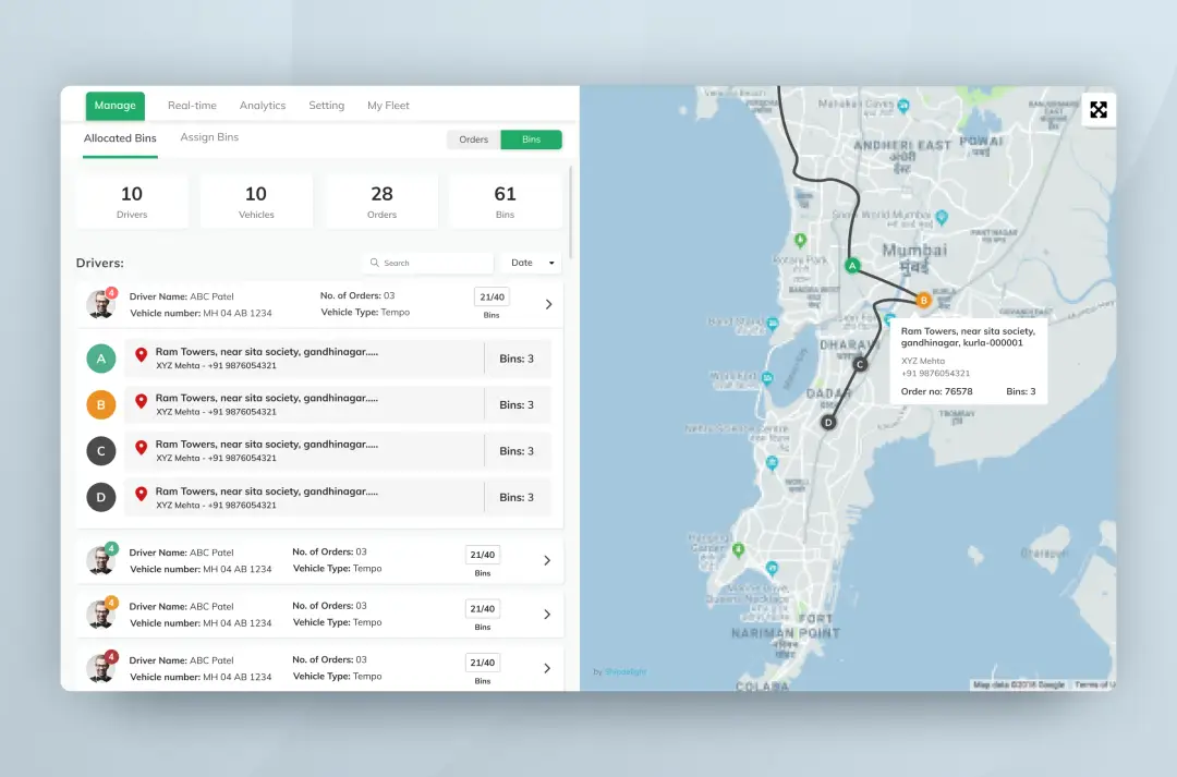 Check allocated orders and see the direction on map