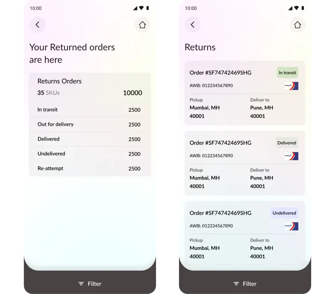 Mobile Responsive of return order status