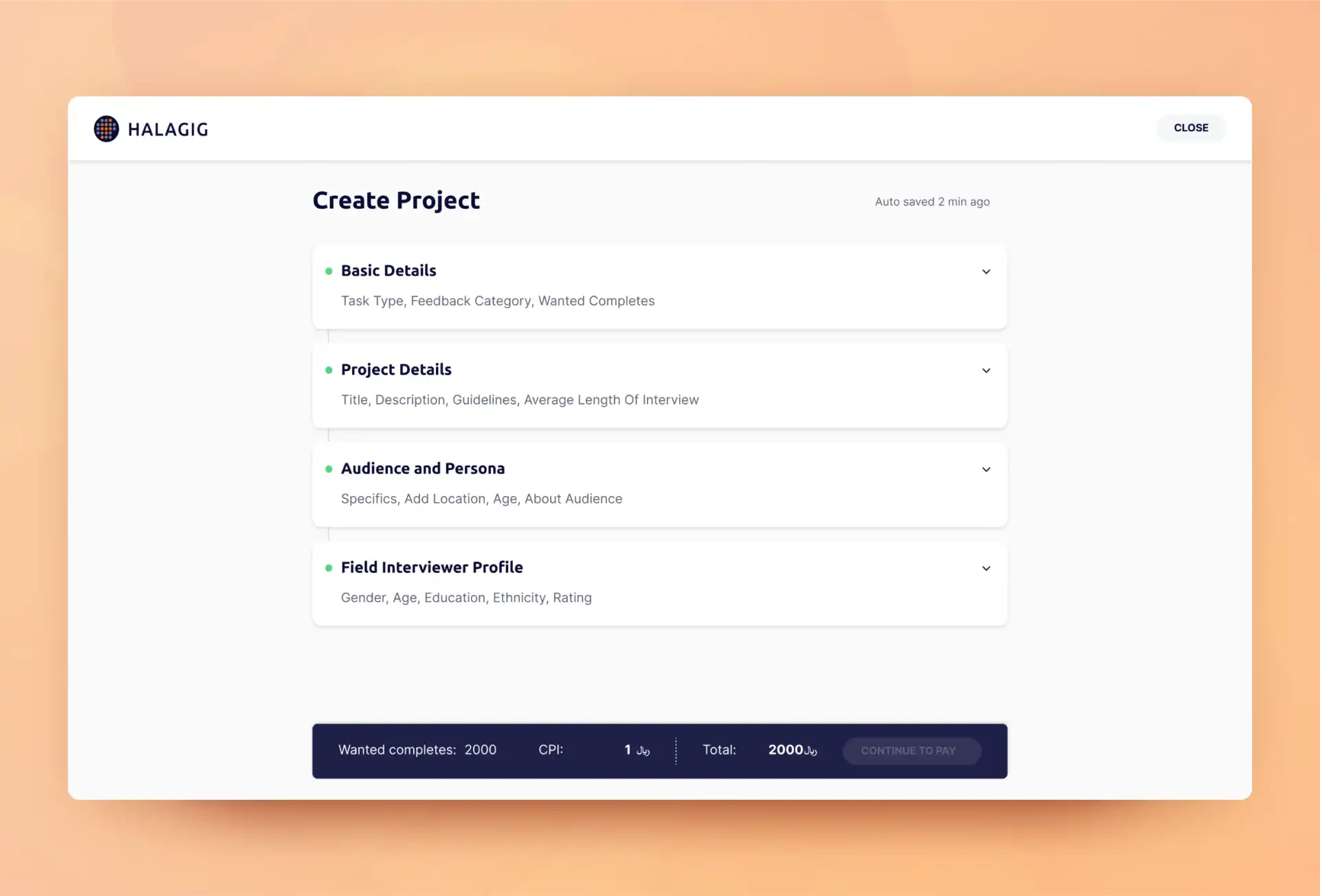 UI UX design to create project and define project requirements